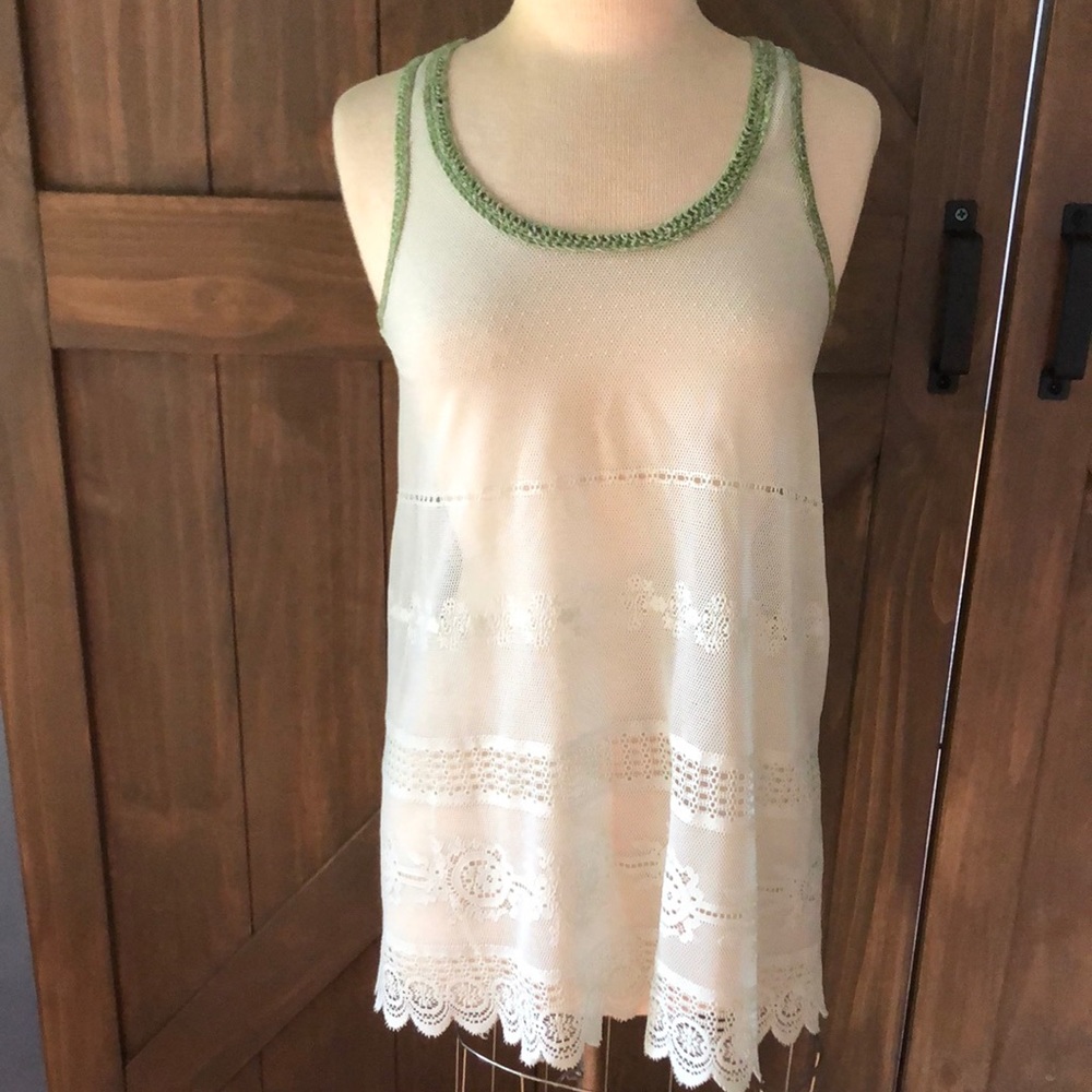 Free People women’s green embroidered Tank - Picture 1 of 9